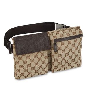 Gucci Beige and Brown GG Pattern Belt Bag
